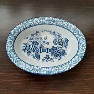 Woods & Sons Wincanton Blue Woods Ware Vegetable Bowl Oval Serving England